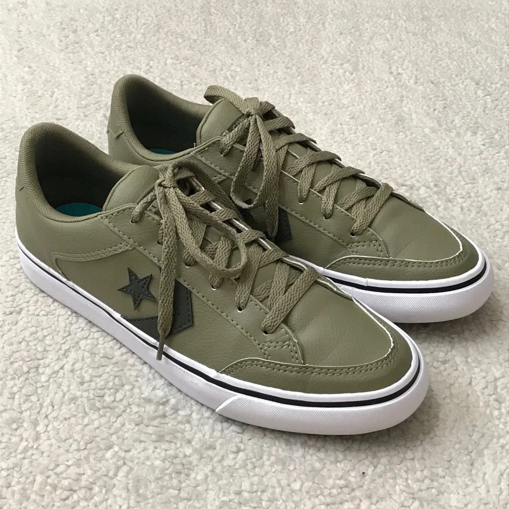 Converse Mens Olive Green Sneakers Faux Leather All Star Tobin Ox Size 8.5 - Picture 2 of 10